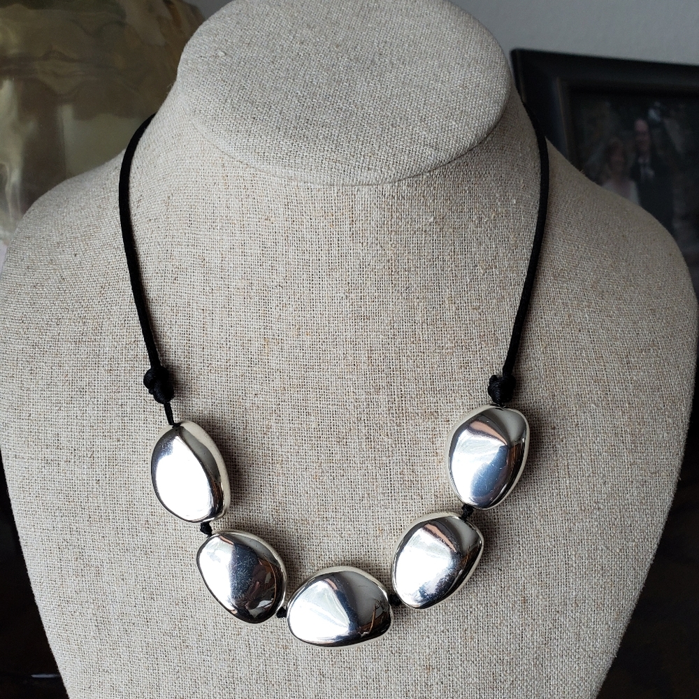17" Chaps necklace with large silver beads